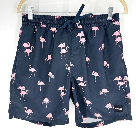 Hurley Swim Board Shorts Navy with Pink Flamingos Men's Small - Picture 1 of 7